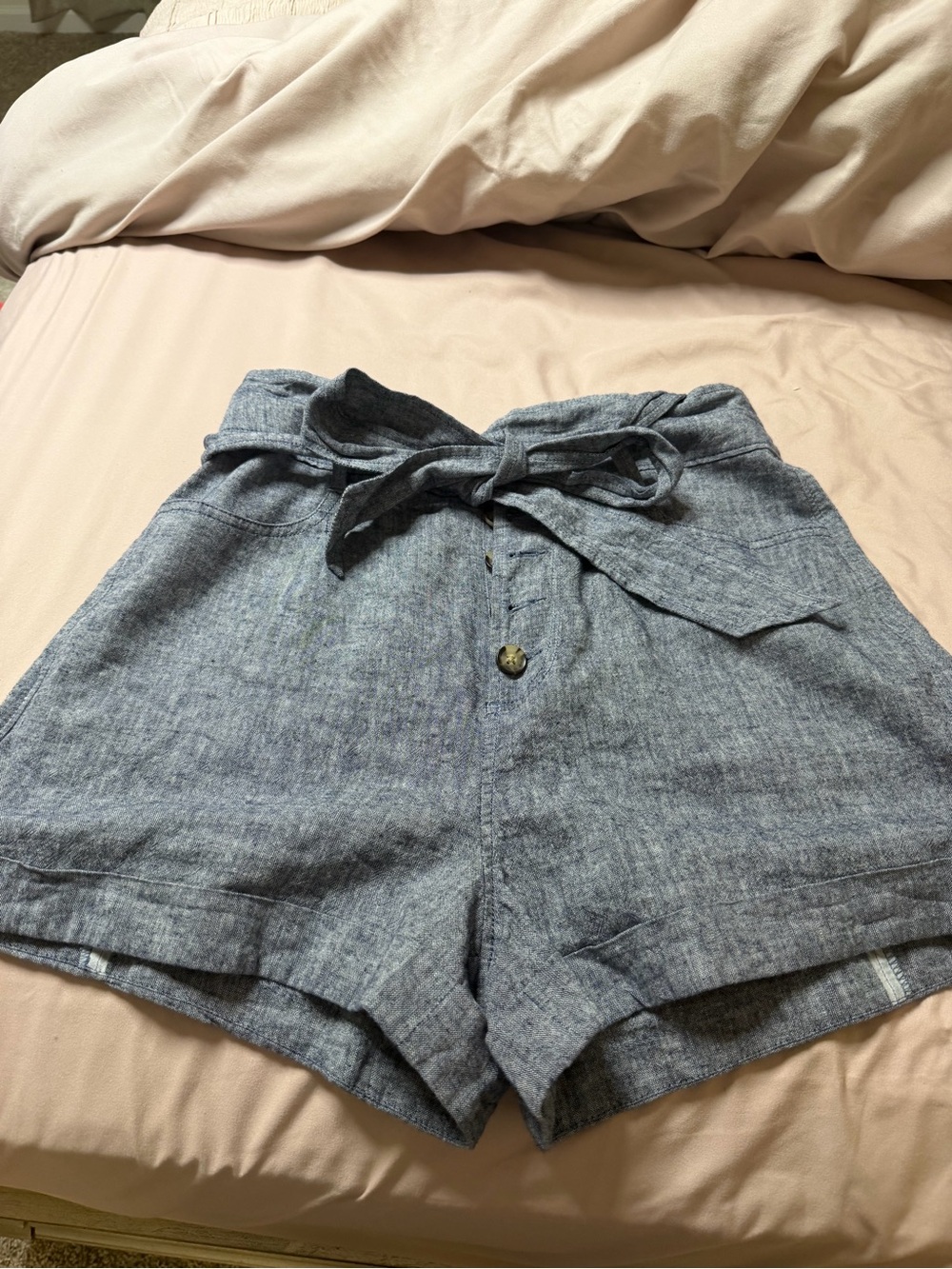 EXPRESS Shortie Super High Rise Linen Shorts - Size S